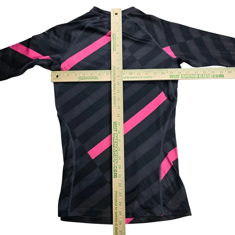 Nike Black Long Sleeve Athletic Top with Pink Accents